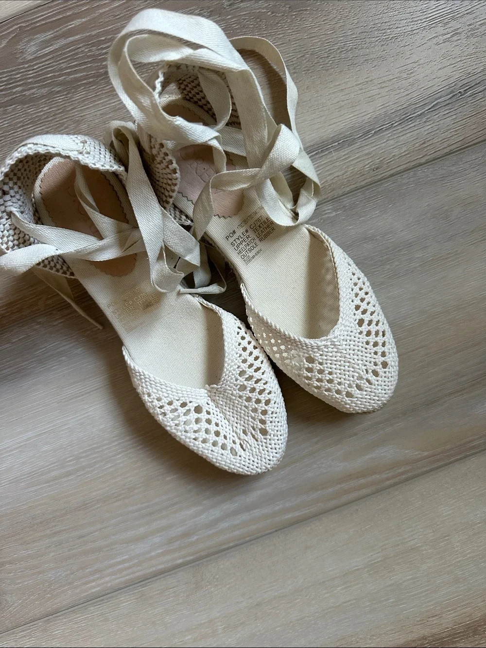J Crew Made in Spain Lace Up espadrille wedges